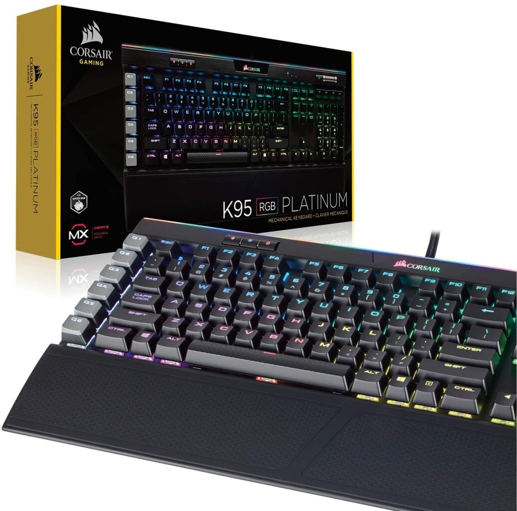 Corsair Gaming K95 RGB Platinum, juoda kaina ir informacija | Klaviatūros | pigu.lt