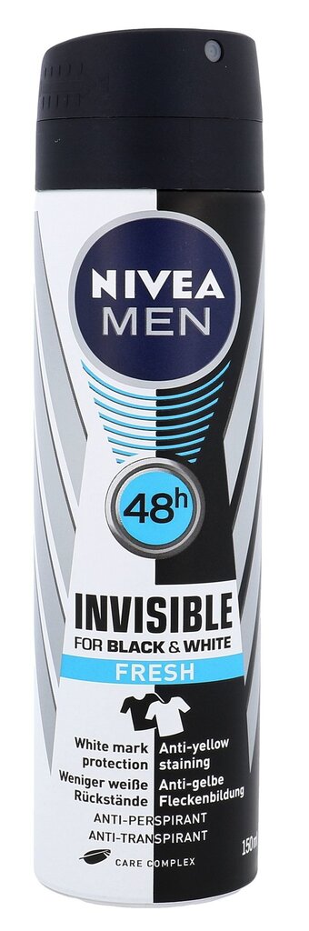 Antiperspirantas Nivea Men Invisible Black & White vyrams 150 ml цена и информация | Dezodorantai | pigu.lt