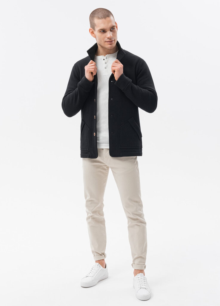 Džemperis su sagomis elegantiškas OMBRE CARMELO juodas kaina ir informacija | Megztiniai vyrams | pigu.lt