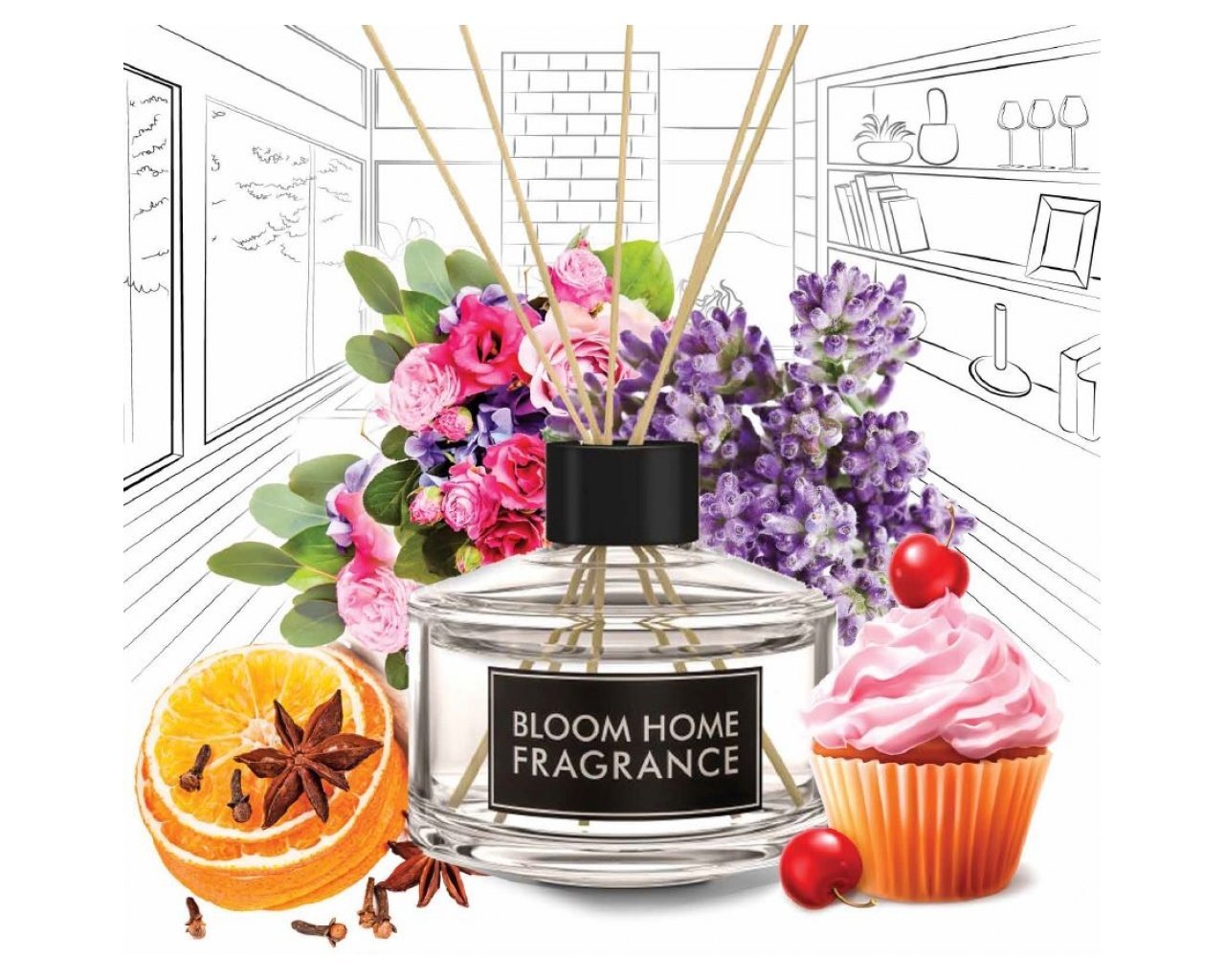Namų kvapas su lazdelėmis Bloom Home Fragrance Orange and Cloves 90 ml kaina ir informacija | Namų kvapai | pigu.lt