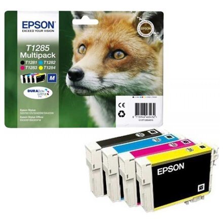 EPSON T1285 ink cartridge black and tri-colour standard capacity 5.9ml and 3 x 3.5ml 4-pack blister without alarm цена и информация | Kasetės rašaliniams spausdintuvams | pigu.lt