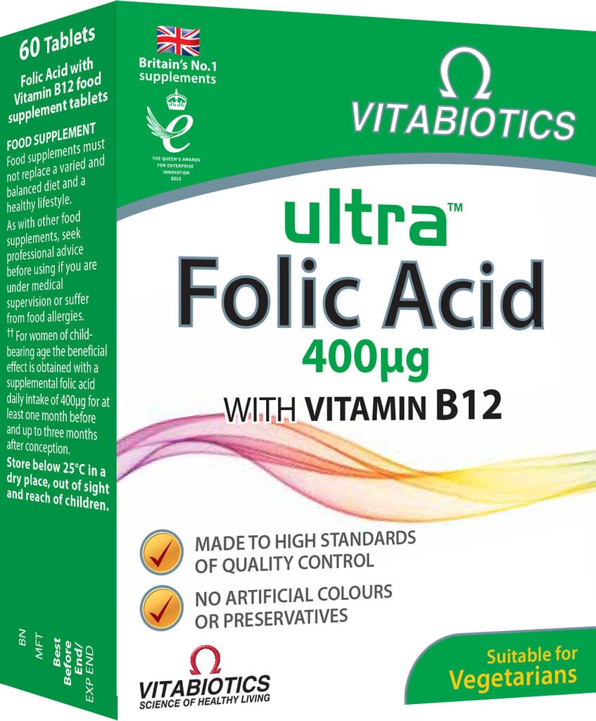 Maisto papildas Ultra Folic Acid, 60 tablečių kaina | pigu.lt