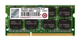 Transcend SODIMM, 4GB, 1600MHz, DDR3, CL11 kaina ir informacija | Operatyvioji atmintis (RAM) | pigu.lt