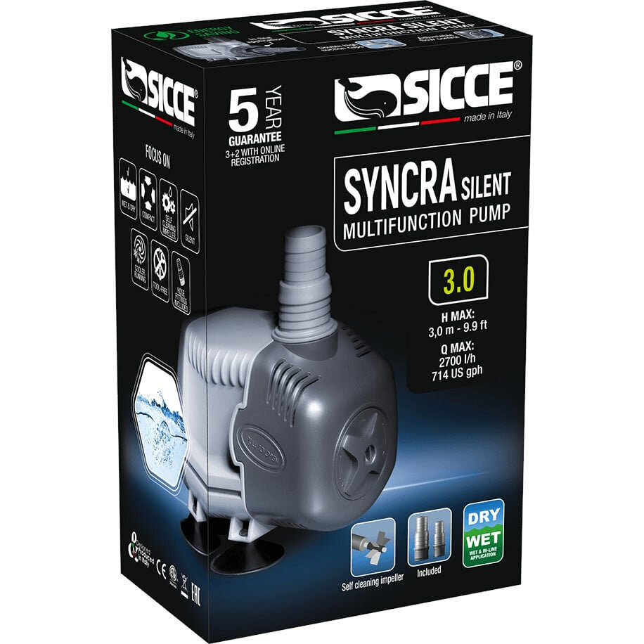 Cirkuliacinis siurblys Sicce Syncra 3.0 2700l/h, pilkas kaina ir informacija | Akvariumai ir jų įranga | pigu.lt