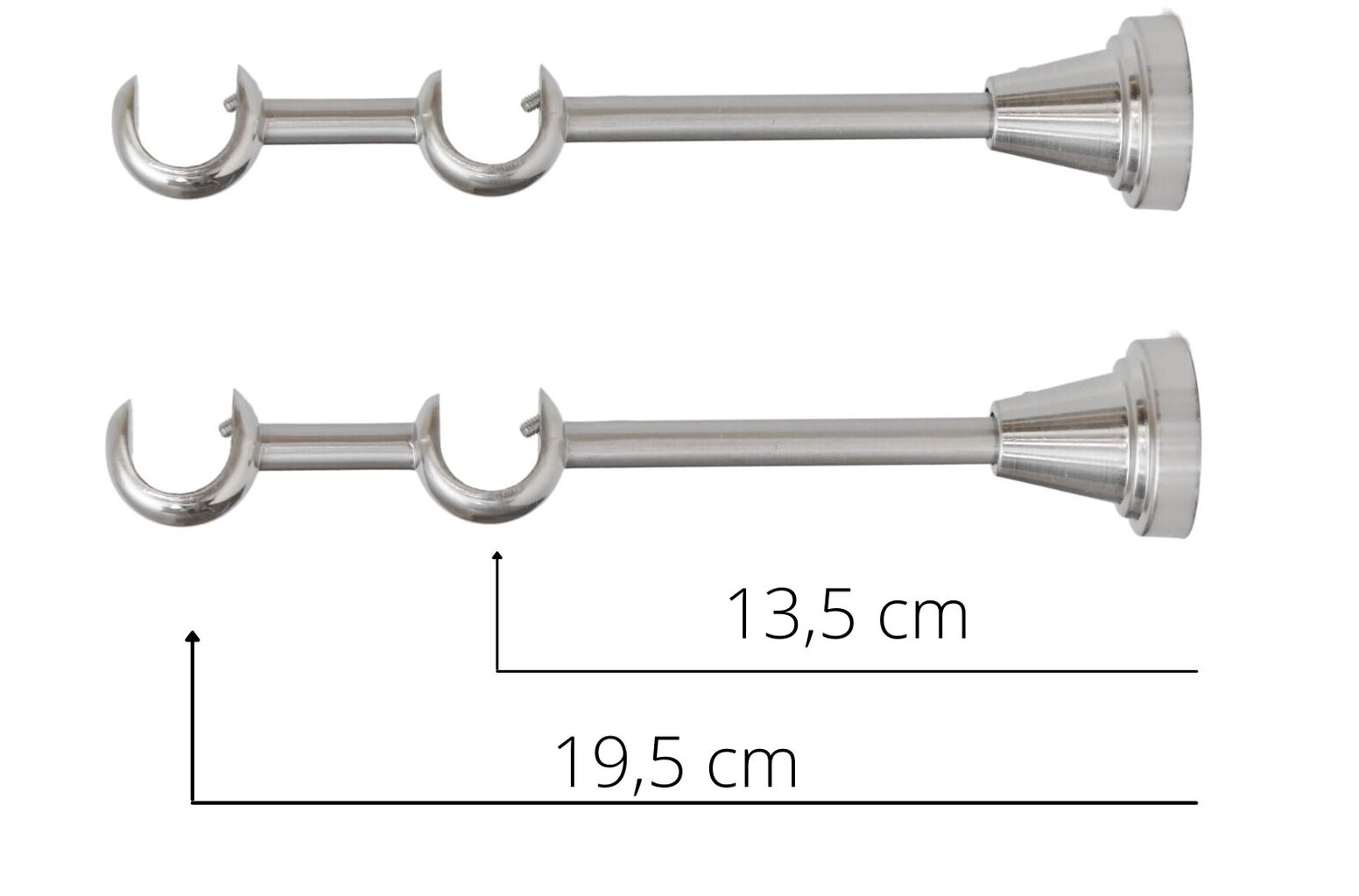 Dvigubas karnizas metalinis 16 mm + 16 mm ELIZA, 150 cm, matinio chromo kaina ir informacija | Karnizai | pigu.lt