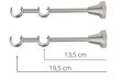 Dvigubas karnizas metalinis 16 mm + 16 mm ELIZA, 200 cm, matinio chromo kaina ir informacija | Karnizai | pigu.lt