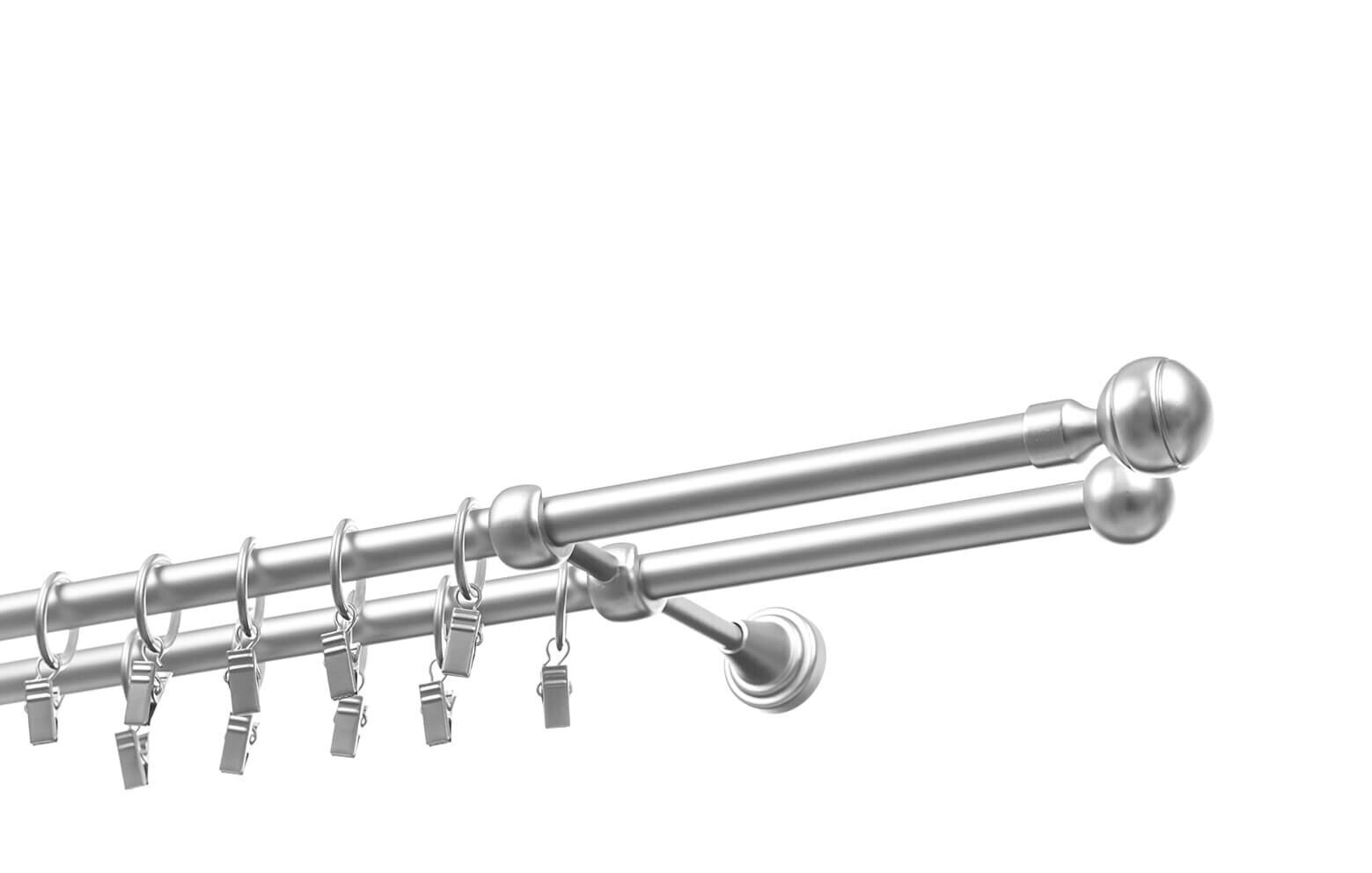 Dvigubas karnizas metalinis 16 mm + 16 mm ELIZA, 250 cm, matinio chromo цена и информация | Karnizai | pigu.lt