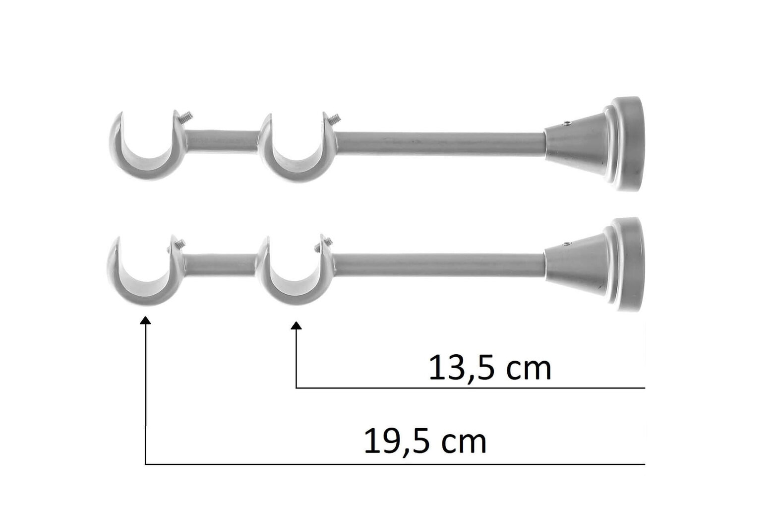 Double metal curtain rod 16 mm + 16 mm SPECJAL, 400 cm, silver kaina ir informacija | Karnizai | pigu.lt