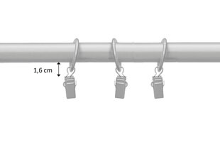 Single metal curtain rod 16 mm ELIZA, 150 cm, matt chrome kaina ir informacija | Karnizai | pigu.lt