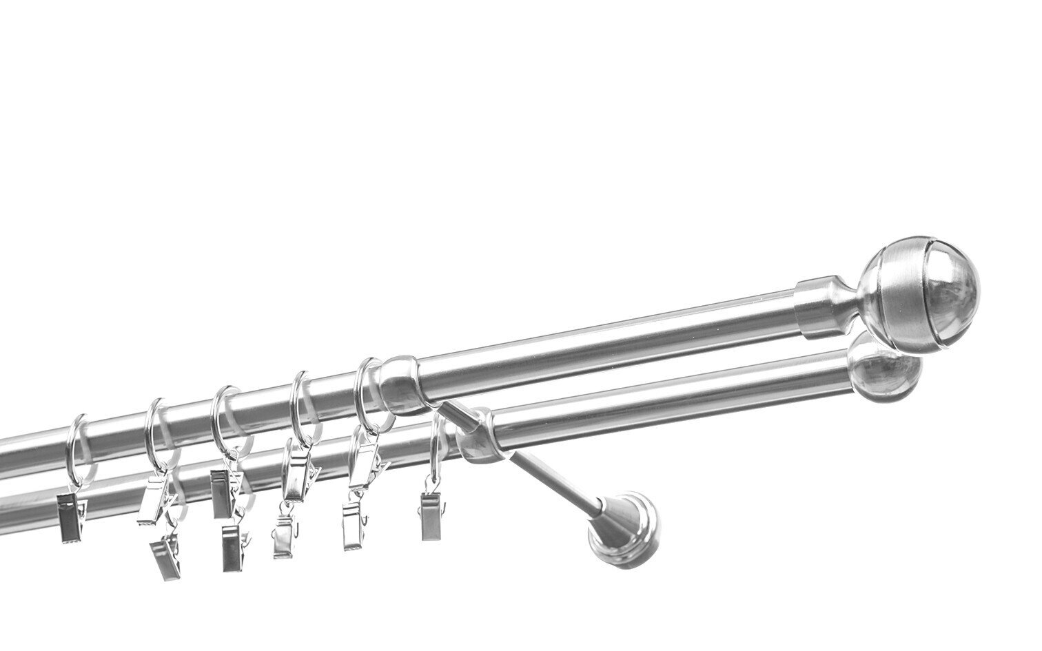 Dvigubas karnizas metalinis 19 mm + 19 mm OLIMP, 200 cm, nerūdijančio plieno kaina ir informacija | Karnizai | pigu.lt