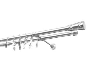 Двойной карниз металлический 19 мм + 19 мм OLIMP, 250 см, нержавеющая сталь цена и информация | Карнизы | pigu.lt