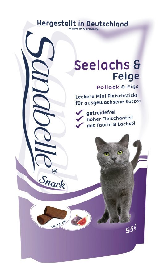 Sanabelle Adult Ostrich (strutis) 2kg + 2 x Snack Pollack 55g kaina ir informacija | Sausas maistas katėms | pigu.lt