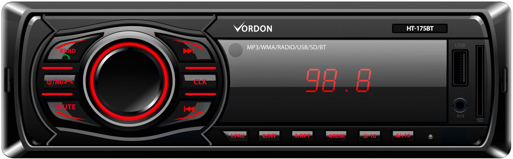 Vordon HT-175 BT automagnetola su Bluetooth цена и информация | Automagnetolos, multimedija | pigu.lt