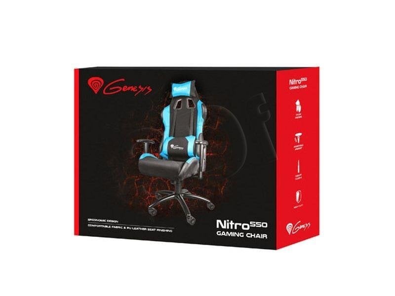 Žaidimų kėdė GENESIS NITRO 550, juoda/mėlyna kaina ir informacija | Biuro kėdės | pigu.lt