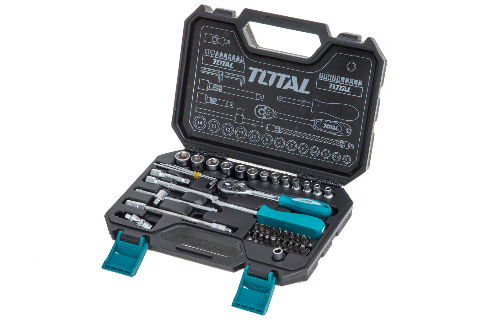 Įrankių rinkinys Total, 45 dalių цена и информация | Mechaniniai įrankiai | pigu.lt