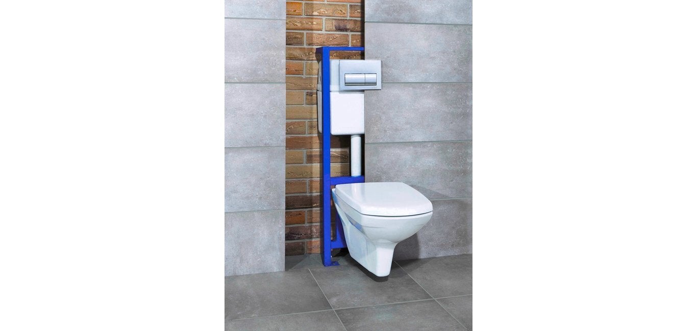 WC komplektas Cersanit Trevi Clean On: WC potinkinis rėmas + unitazas + mygtukas + lėtai nusileidžiantis dangtis kaina ir informacija | Klozetai | pigu.lt
