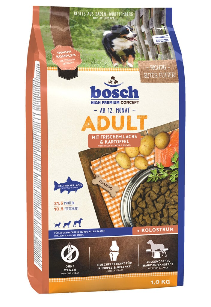 Bosch Petfood Adult Salmon & Potato (High Premium) 1kg цена и информация | Sausas maistas šunims | pigu.lt