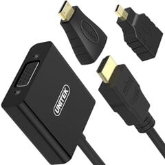 Unitek - Konwerter mini/micro HDMI na VGA + audio, Y-6355 kaina ir informacija | Adapteriai, USB šakotuvai | pigu.lt