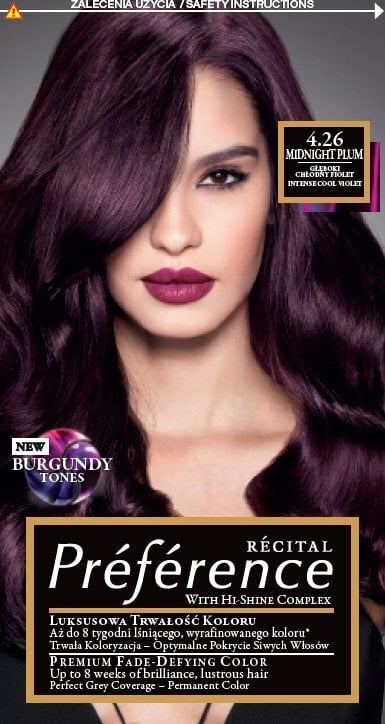 Ilgalaikiai plaukų dažai L'Oreal Paris Preference, 4.26 Midnight Plum цена и информация | Plaukų dažai | pigu.lt