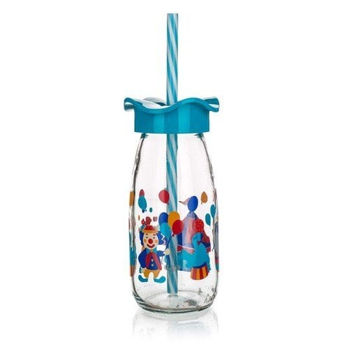 Vaikiškas stiklinis butelis su šiaudeliu kaina ir informacija | Taurės, puodeliai, ąsočiai | pigu.lt