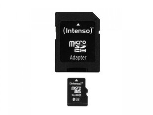 Atminties kortelė Intenso - Micro SDHC 8GB Class 10 + Adapteris kaina ir informacija | Atminties kortelės telefonams | pigu.lt
