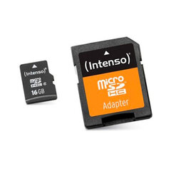 Карта памяти Intenso - Micro SDHC 16 ГБ Class10 + Адаптер цена и информация | Карты памяти для телефонов | pigu.lt