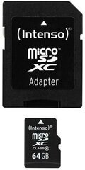 Atminties kortelė Intenso - Micro SDXC 64GB Class10 + Adapteris kaina ir informacija | Atminties kortelės telefonams | pigu.lt