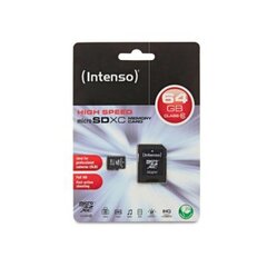 Atminties kortelė Intenso - Micro SDXC 64GB Class10 + Adapteris kaina ir informacija | Atminties kortelės telefonams | pigu.lt