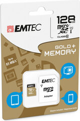 Emtec Micro SD Memory Card with Adaptor EMTEC ECMSDM128GXC10GP цена и информация | Карты памяти для телефонов | pigu.lt