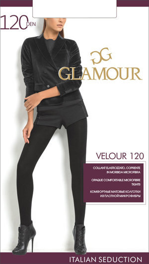 Pėdkelnės moterims Glamour Velour 120 DEN, juodos spalvos​ Juodos spalvos 4 kaina ir informacija | Pėdkelnės | pigu.lt