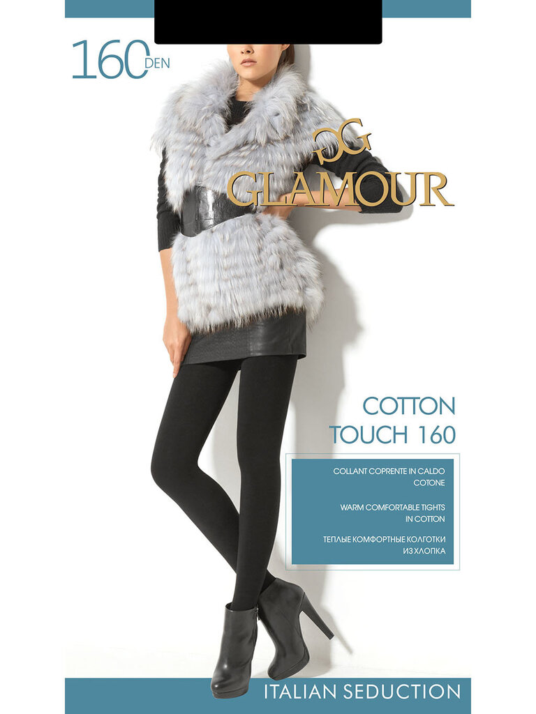 Pėdkelnės moterims Glamour Cotton Touch 160 DEN, juodos spalvos цена и информация | Pėdkelnės | pigu.lt