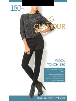 Pėdkelnės moterims Glamour Wool Touch 180 DEN, juodos spalvos kaina ir informacija | Pėdkelnės | pigu.lt