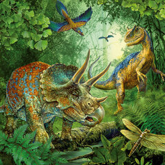 Ravensburger Puzzle 3x49vnt dinozaurai 093175 kaina ir informacija | Dėlionės (puzzle) | pigu.lt