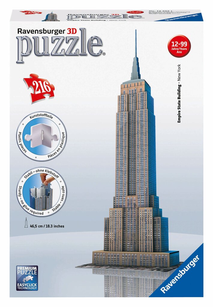 3D dėlionė Ravensburger Empire State Building 216 d kaina ir informacija | Dėlionės (puzzle) | pigu.lt