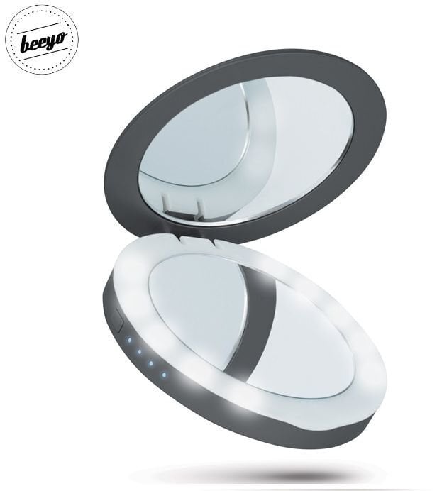 Beeyo MakeUp Mirror 3000mAh, Juodas kaina ir informacija | Atsarginiai maitinimo šaltiniai (power bank) | pigu.lt