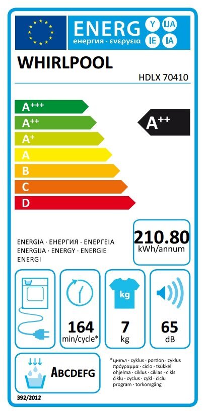 Whirlpool HDLX70410 kaina ir informacija | Džiovyklės | pigu.lt