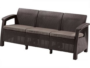 Садовый диван трехместный Corfu Love Seat Max, коричневый цена и информация |  Садовые стулья, кресла, пуфы | pigu.lt