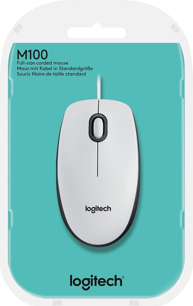 Logitech M100, balta цена и информация | Pelės | pigu.lt