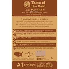 Taste of the Wild Feline Canyon River sausas begrūdis sausas kačių maistas su upėtakiu ir rūkyta lašiša, 2 kg kaina ir informacija | Taste Of The Wild Gyvūnų prekės | pigu.lt