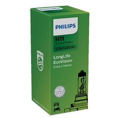 Автомобильная лампa PHILIPS H11 12V 55W PGJ19-2 LONG LIFE ECO 4X цена и информация | Автомобильные лампочки | pigu.lt