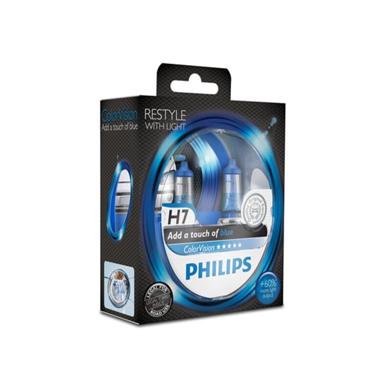 Automobilio lemputės Philips ColorVision H4 12V 60/55W, 2 vnt. kaina ir informacija | Automobilių lemputės | pigu.lt