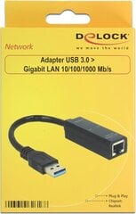 Delock - USB 3.0 с кабелем -> сетевой адаптер RJ-45 1 ГБ цена и информация | Адаптеры, USB-разветвители | pigu.lt