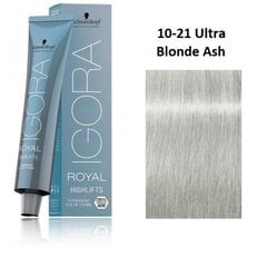 Profesionalūs plaukų dažai Schwarzkopf Professional Igora Royal Highlifts, 10-21 Ultra Blonde Ash, 60 ml цена и информация | Краска для волос | pigu.lt