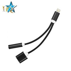 HQ Adapter Lightning to 3.5mm Audio Headset Jasck Adapter + Type-C Female Charger Plug (OEM) Black kaina ir informacija | HQ Kvepalai, kosmetika | pigu.lt