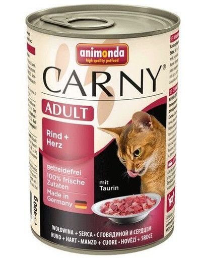 Konservai katėms Animonda Carny Adult su jautiena ir širdimis 400g цена и информация | Konservai katėms | pigu.lt