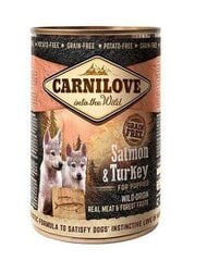 Konservai šuniukams Carnilove Wild Meat Salmon&amp;Turkey for Puppies, 400g kaina ir informacija | Konservai šunims | pigu.lt