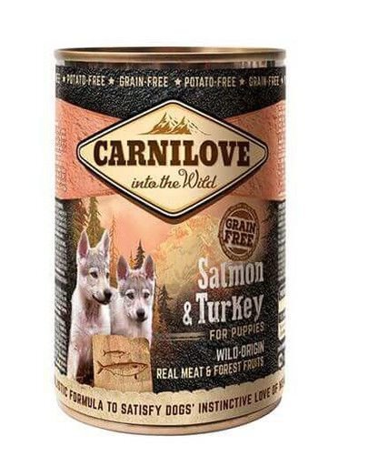 Konservai šuniukams Carnilove Wild Meat Salmon&Turkey for Puppies, 400g kaina ir informacija | Konservai šunims | pigu.lt
