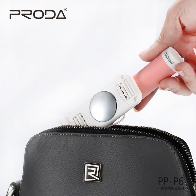 Remax PP-P6 Ultra Mini Pocket Selfie Stick, Rožinis kaina ir informacija | Asmenukių lazdos (selfie sticks) | pigu.lt