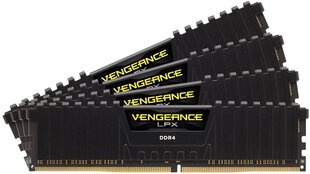 Corsair Vengeance LPX, 64GB (4x16GB), DDR4, 2400MHz DRAM 2400MHz C14 Memory Kit - Black kaina ir informacija | Operatyvioji atmintis (RAM) | pigu.lt