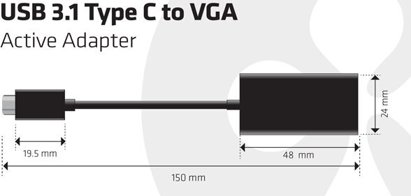 Club 3D CAC-1502, USB-C/VGA, 0.15 m kaina ir informacija | Kabeliai ir laidai | pigu.lt